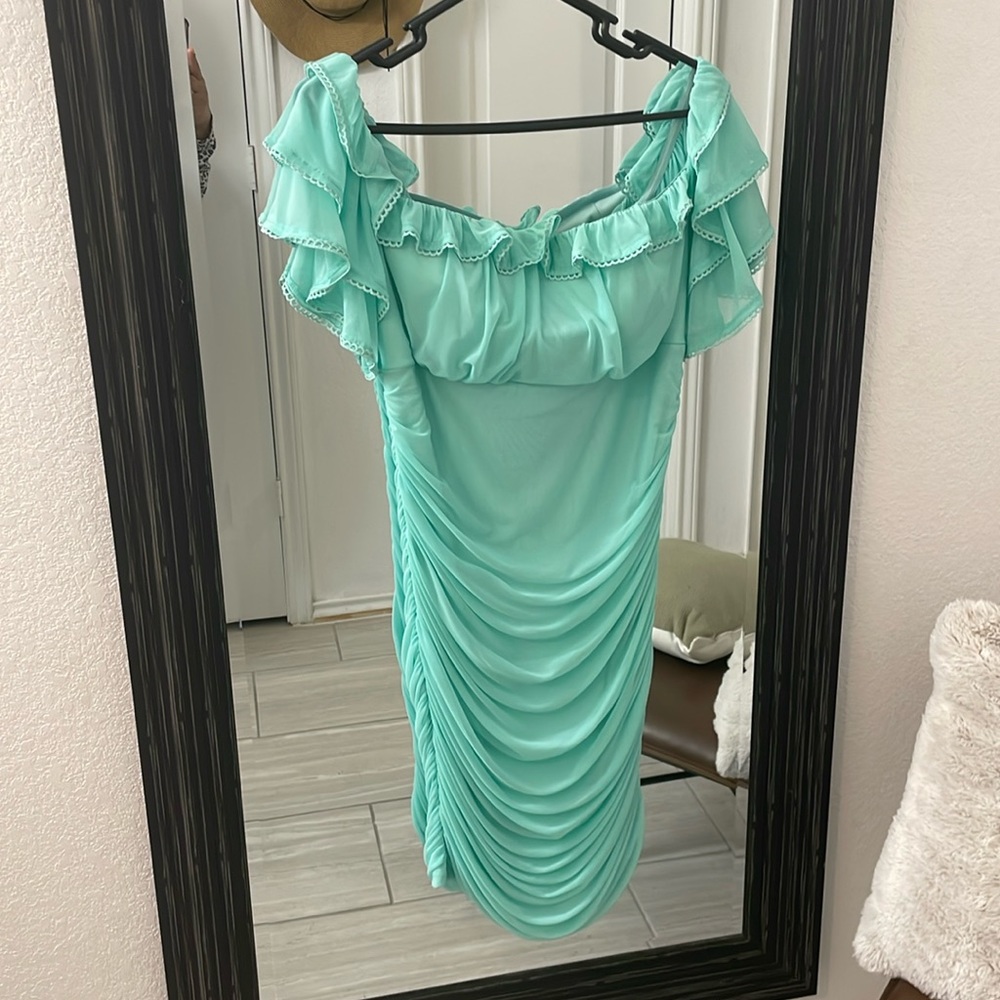 Teal scrunch dress 1xl